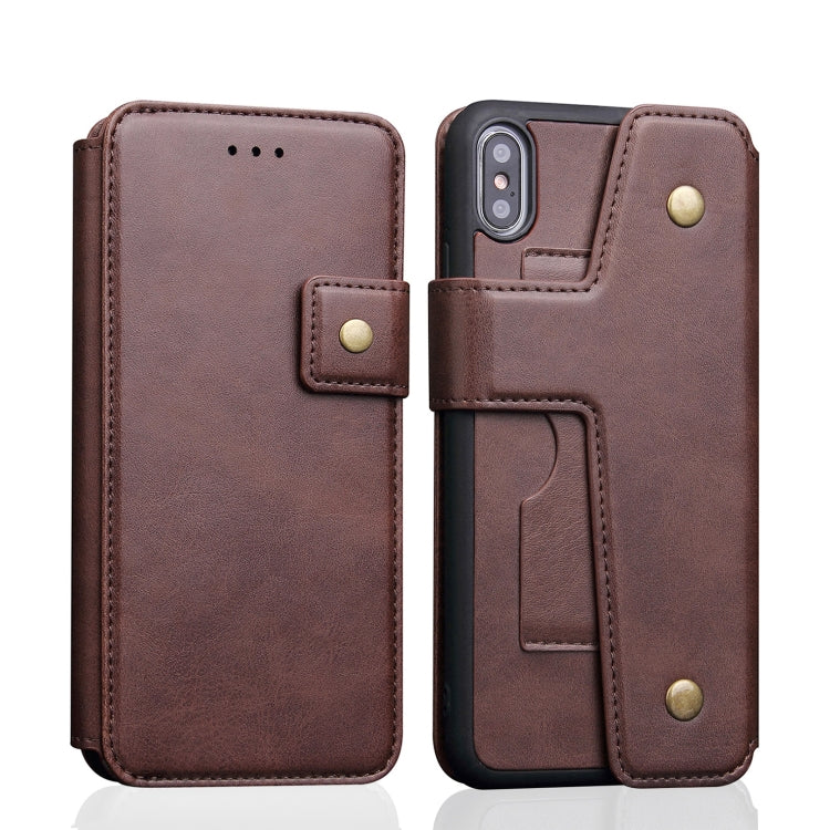 For iPhone XS Max Cowhide Texture Magnetic Absorption Detachable Horizontal Flip Leather Case with Holder & Card Slots & Wallet