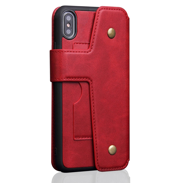 For iPhone XS Max Cowhide Texture Magnetic Absorption Detachable Horizontal Flip Leather Case with Holder & Card Slots & Wallet
