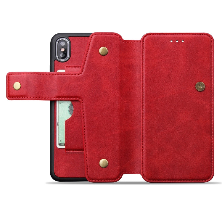 For iPhone XS Max Cowhide Texture Magnetic Absorption Detachable Horizontal Flip Leather Case with Holder & Card Slots & Wallet