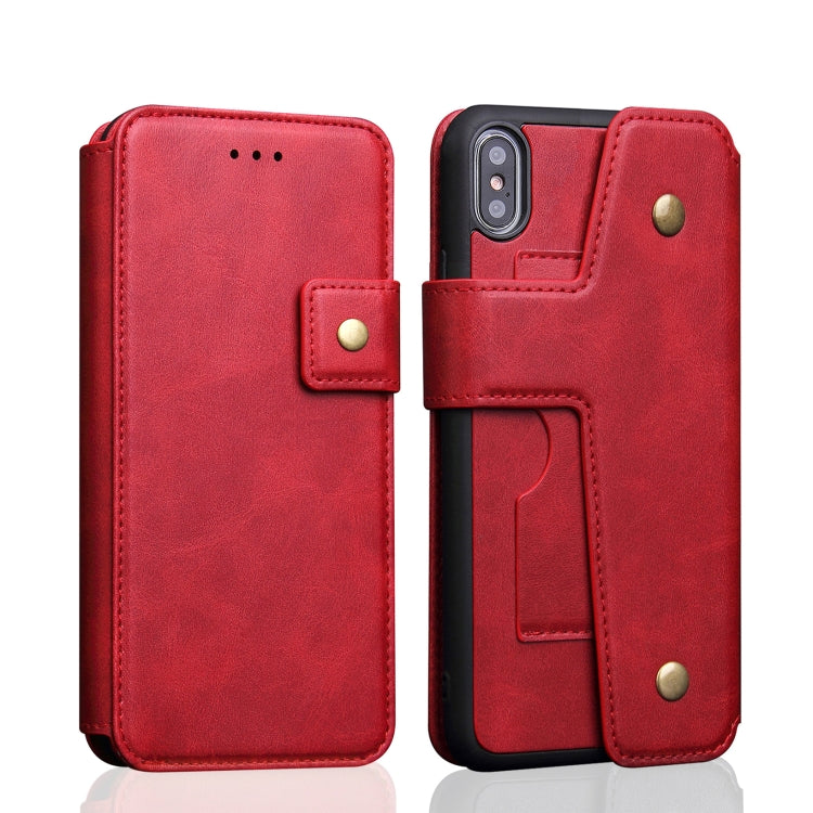 For iPhone XS Max Cowhide Texture Magnetic Absorption Detachable Horizontal Flip Leather Case with Holder & Card Slots & Wallet