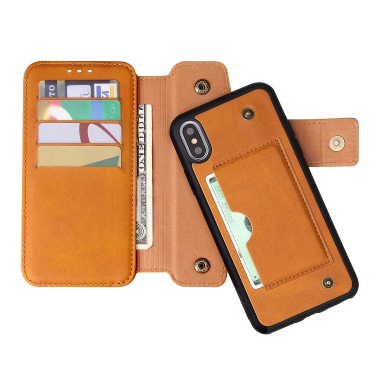 For iPhone XS Max Cowhide Texture Magnetic Absorption Detachable Horizontal Flip Leather Case with Holder & Card Slots & Wallet