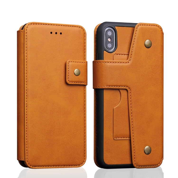 For iPhone XS Max Cowhide Texture Magnetic Absorption Detachable Horizontal Flip Leather Case with Holder & Card Slots & Wallet