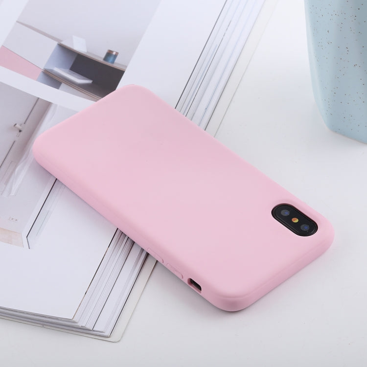 For iPhone XS Max Shockproof Solid Color Liquid Silicone Feel TPU Case