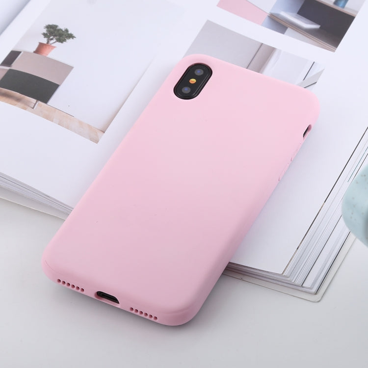 For iPhone XS Max Shockproof Solid Color Liquid Silicone Feel TPU Case