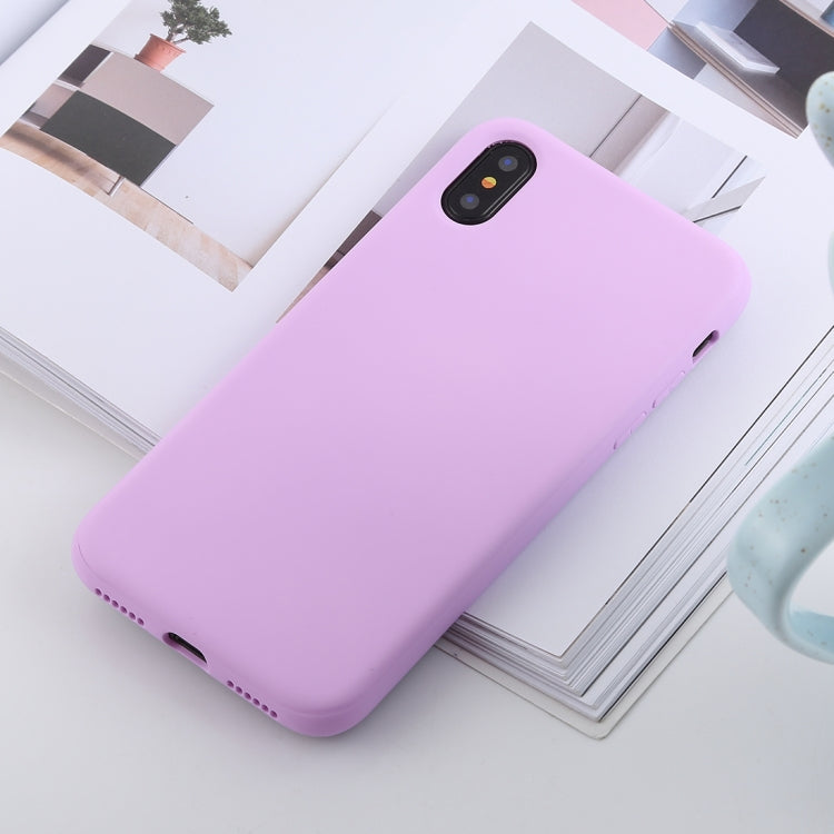 For iPhone XS Max Shockproof Solid Color Liquid Silicone Feel TPU Case