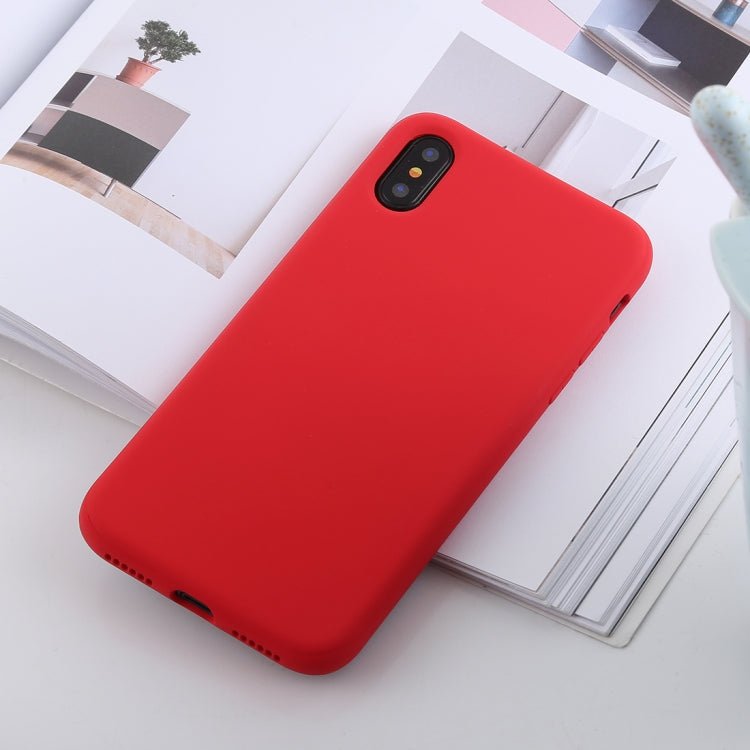 For iPhone XS Max Shockproof Solid Color Liquid Silicone Feel TPU Case