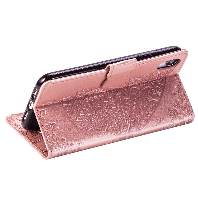 For iPhone XS Max Butterfly Love Flowers Embossing Horizontal Flip Leather Case with Holder & Card Slots & Wallet & Lanyard