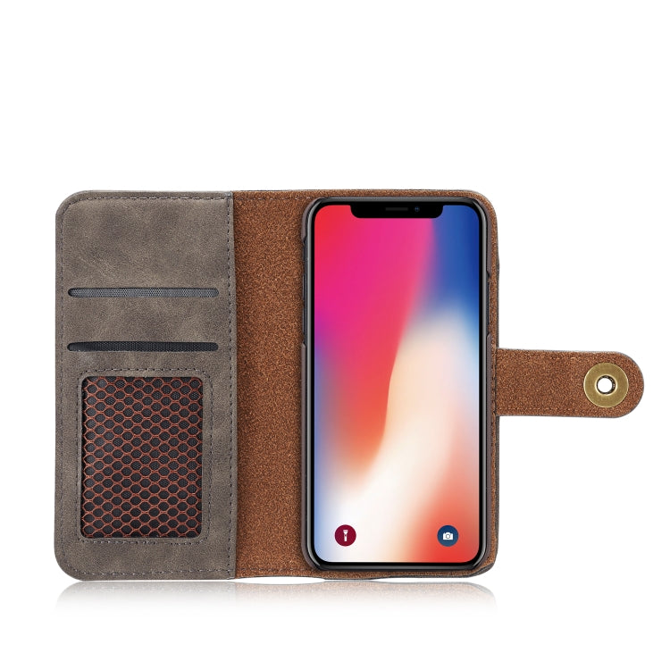 For iPhone XS Max Magnetic Absorption Detachable Retro Style Horizontal Flip Leather Case with Card Slots & Wallet