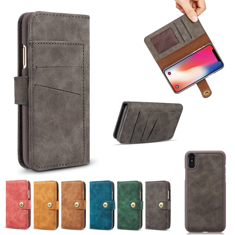For iPhone XS Max Magnetic Absorption Detachable Retro Style Horizontal Flip Leather Case with Card Slots & Wallet