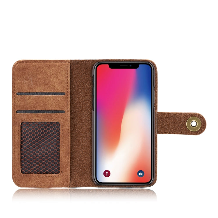 For iPhone XS Max Magnetic Absorption Detachable Retro Style Horizontal Flip Leather Case with Card Slots & Wallet