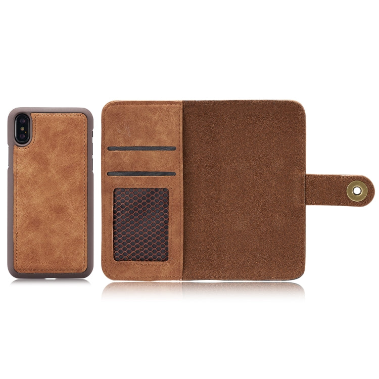 For iPhone XS Max Magnetic Absorption Detachable Retro Style Horizontal Flip Leather Case with Card Slots & Wallet