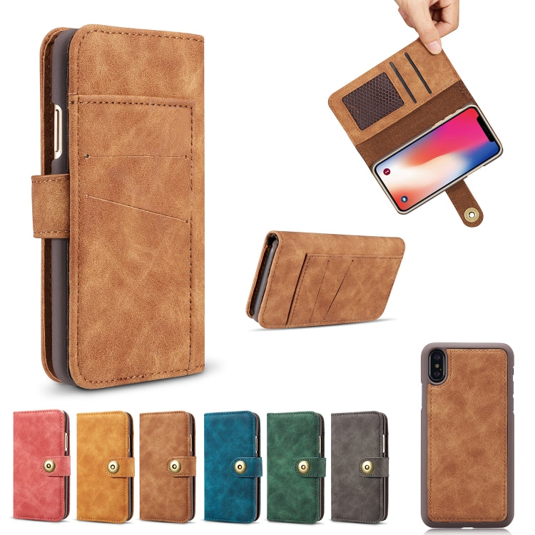 For iPhone XS Max Magnetic Absorption Detachable Retro Style Horizontal Flip Leather Case with Card Slots & Wallet