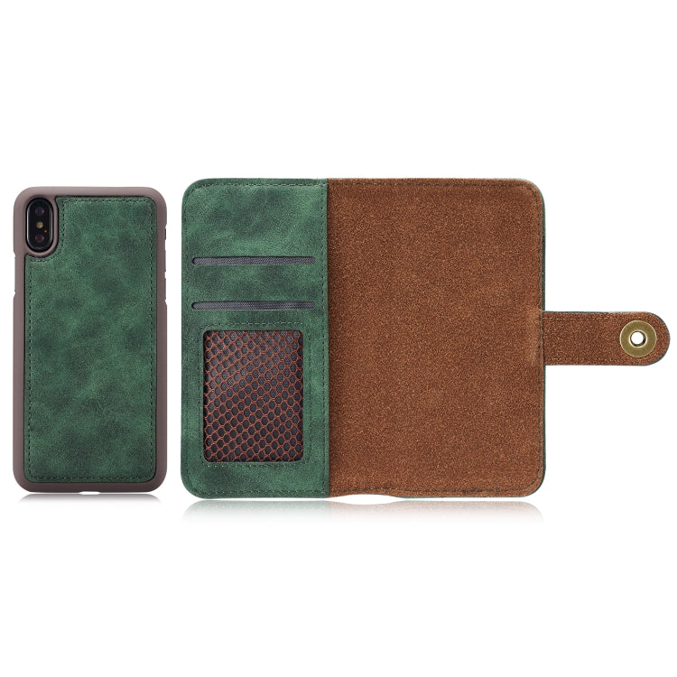 For iPhone XS Max Magnetic Absorption Detachable Retro Style Horizontal Flip Leather Case with Card Slots & Wallet