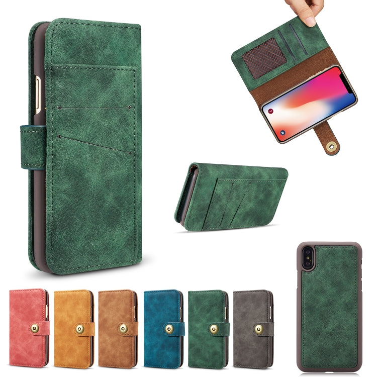 For iPhone XS Max Magnetic Absorption Detachable Retro Style Horizontal Flip Leather Case with Card Slots & Wallet