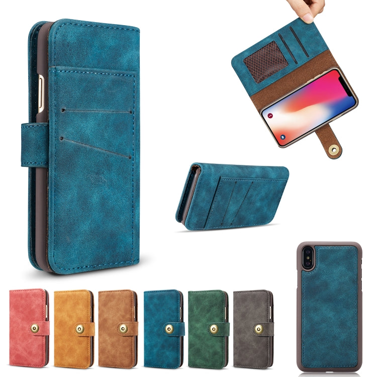 For iPhone XS Max Magnetic Absorption Detachable Retro Style Horizontal Flip Leather Case with Card Slots & Wallet