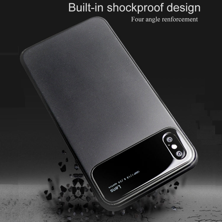 For iPhone XS Max Lenuo LeJazz Series TPU + Glass Case(Black)
