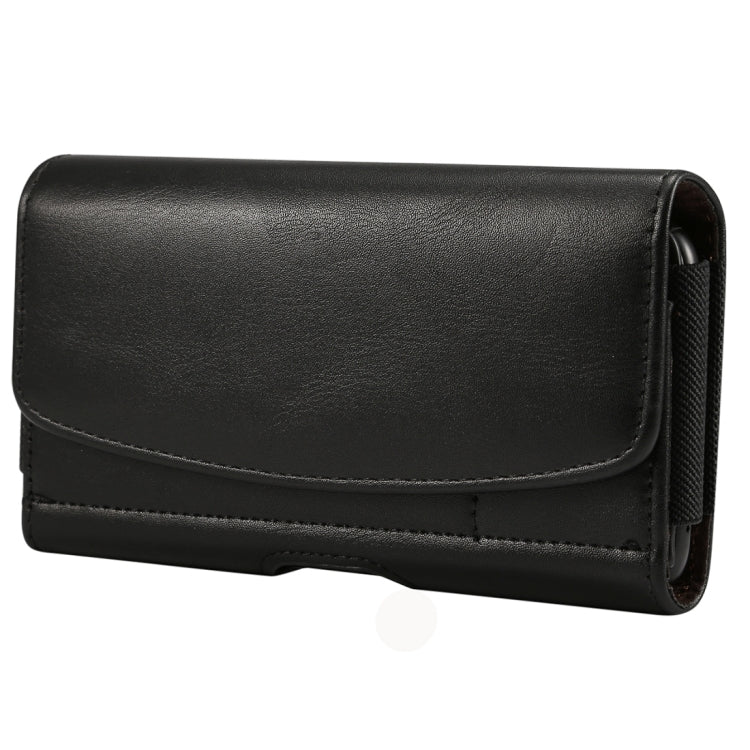 Lambskin Elastic Band Men 5.7-6.0 Inch Mobile Phone Universal Hanging Waist Leather Case with Card Slot, For iPhone XS Max / 8 Plus / 7 Plus / Honor 8X  and Other 5.7-6.0 Inch Mobile Phones(Black)