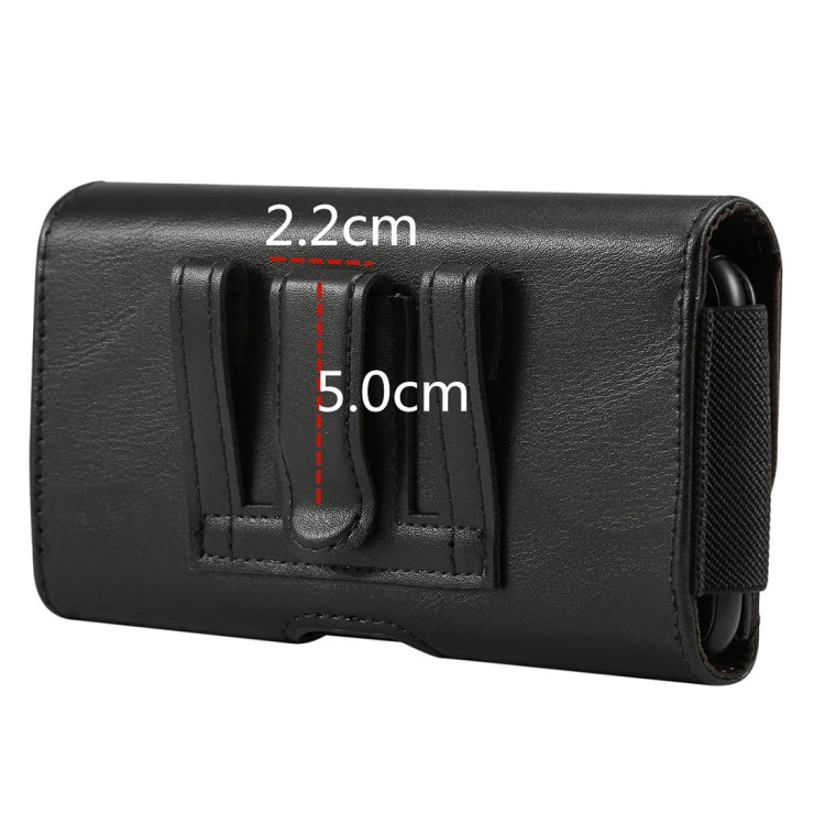 Lambskin Elastic Band Men 5.7-6.0 Inch Mobile Phone Universal Hanging Waist Leather Case with Card Slot, For iPhone XS Max / 8 Plus / 7 Plus / Honor 8X  and Other 5.7-6.0 Inch Mobile Phones(Black)