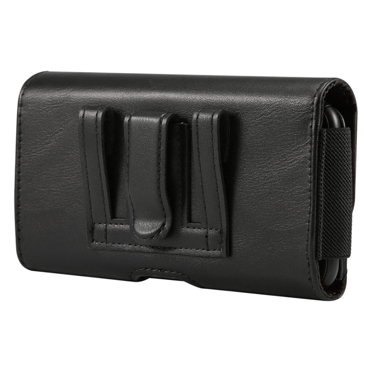 Lambskin Elastic Band Men 5.7-6.0 Inch Mobile Phone Universal Hanging Waist Leather Case with Card Slot, For iPhone XS Max / 8 Plus / 7 Plus / Honor 8X  and Other 5.7-6.0 Inch Mobile Phones(Black)