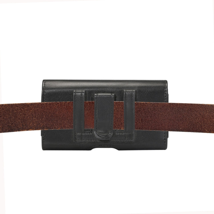 Lambskin Elastic Band Men 5.7-6.0 Inch Mobile Phone Universal Hanging Waist Leather Case with Card Slot, For iPhone XS Max / 8 Plus / 7 Plus / Honor 8X  and Other 5.7-6.0 Inch Mobile Phones(Black)