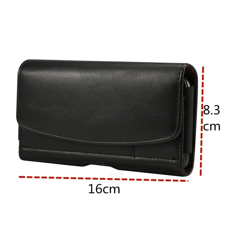Lambskin Elastic Band Men 5.7-6.0 Inch Mobile Phone Universal Hanging Waist Leather Case with Card Slot, For iPhone XS Max / 8 Plus / 7 Plus / Honor 8X  and Other 5.7-6.0 Inch Mobile Phones(Black)