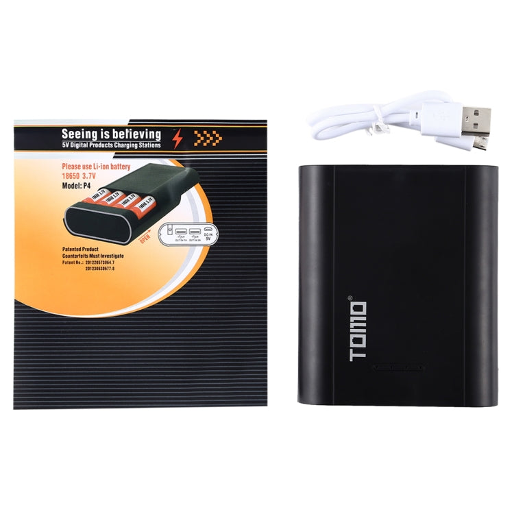 TOMO P4 USB Smart 4 Battery Charger with  Indicator Light for 18650 Li-ion Battery (Black)