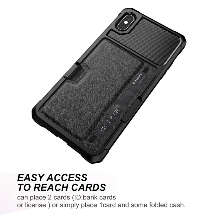 For iPhone XS Max Shockproof Magnetic PC Case with Card Slot