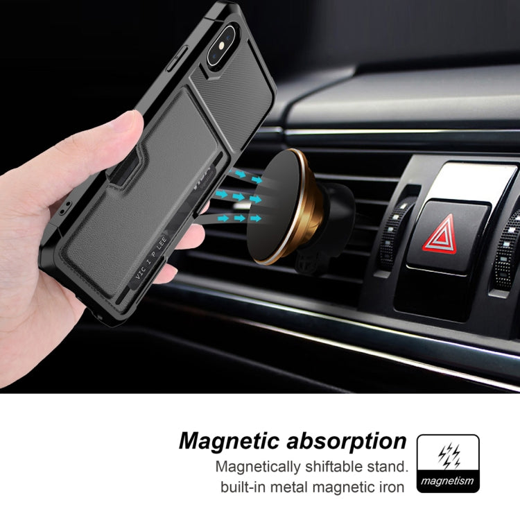 For iPhone XS Max Shockproof Magnetic PC Case with Card Slot
