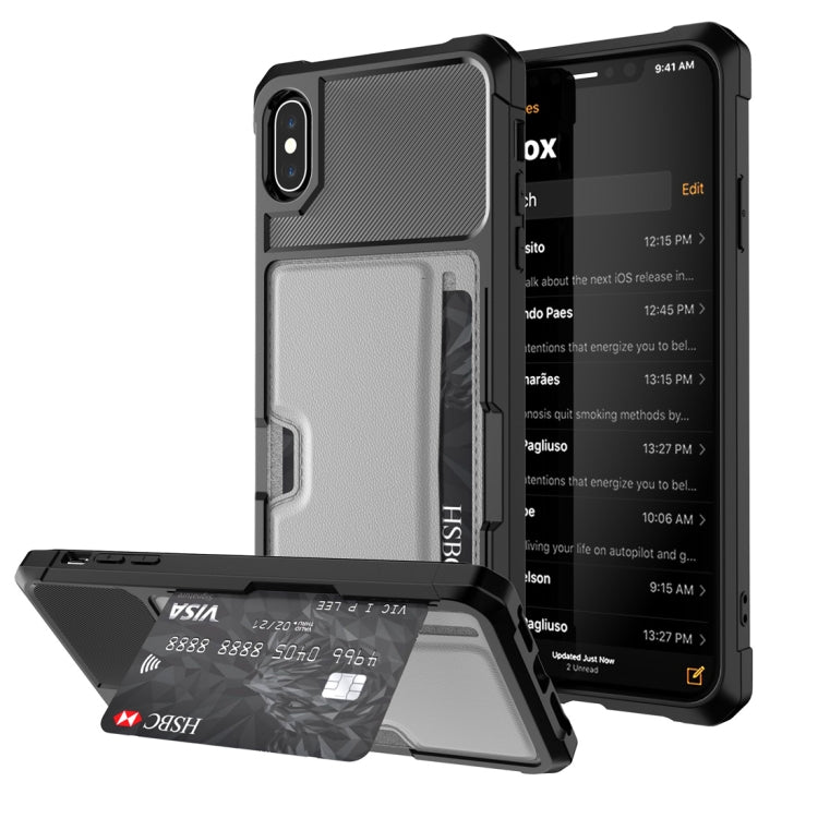 For iPhone XS Max Shockproof Magnetic PC Case with Card Slot