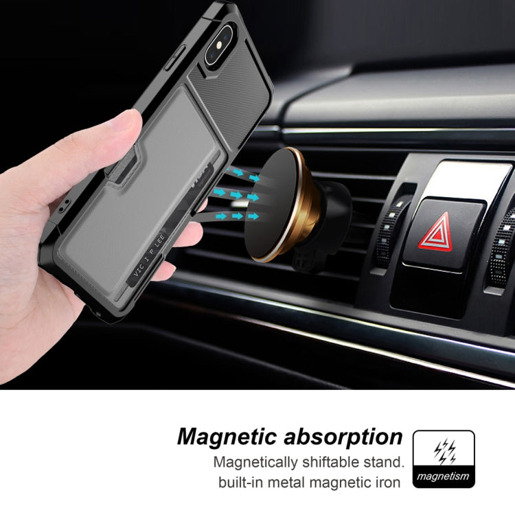 For iPhone XS Max Shockproof Magnetic PC Case with Card Slot