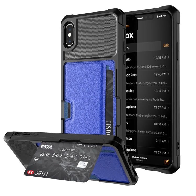 For iPhone XS Max Shockproof Magnetic PC Case with Card Slot