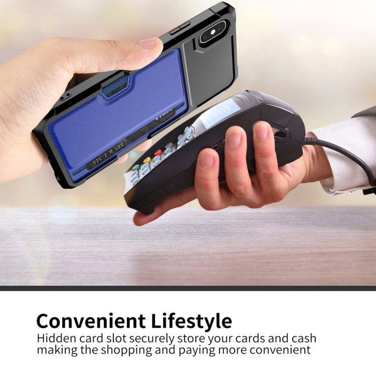 For iPhone XS Max Shockproof Magnetic PC Case with Card Slot