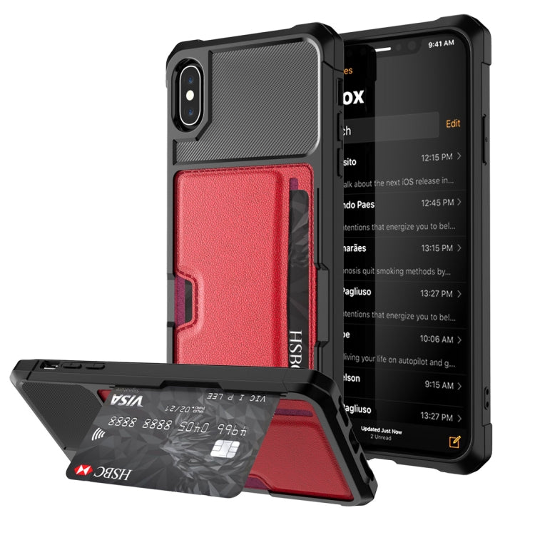 For iPhone XS Max Shockproof Magnetic PC Case with Card Slot