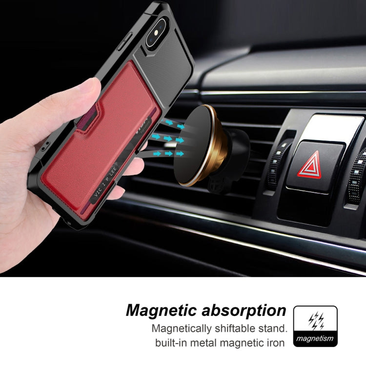 For iPhone XS Max Shockproof Magnetic PC Case with Card Slot