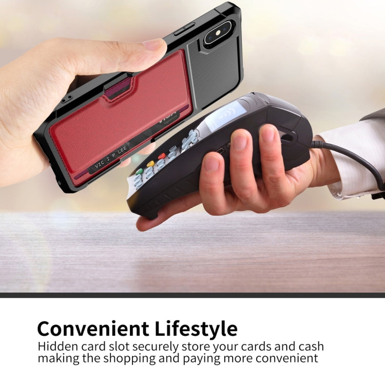 For iPhone XS Max Shockproof Magnetic PC Case with Card Slot
