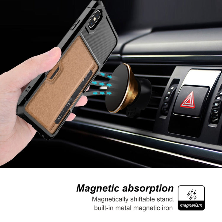 For iPhone XS Max Shockproof Magnetic PC Case with Card Slot