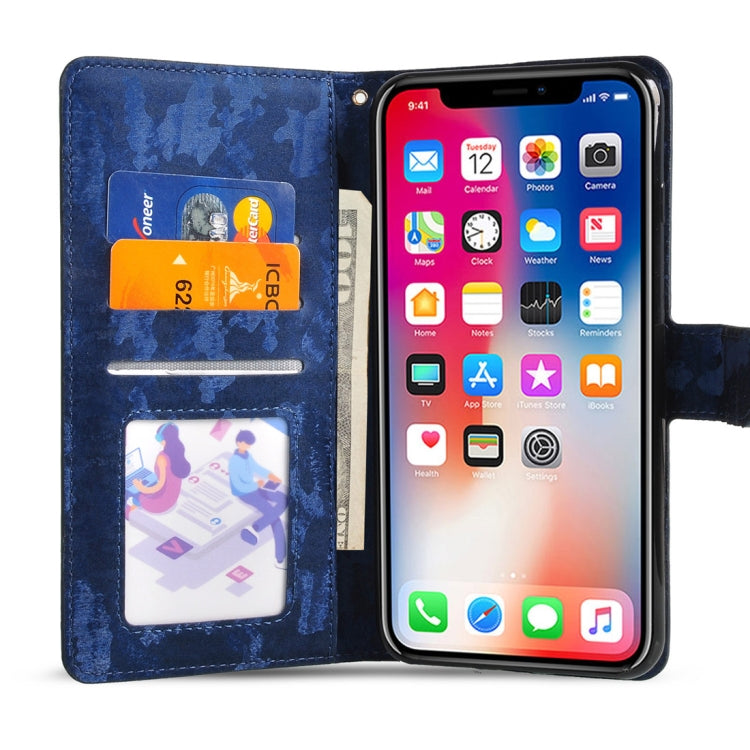 For iPhone XS Max Horizontal Flip 3D Gradient Color PU + TPU Leather Case with Holder & Card Slots & Photo frame