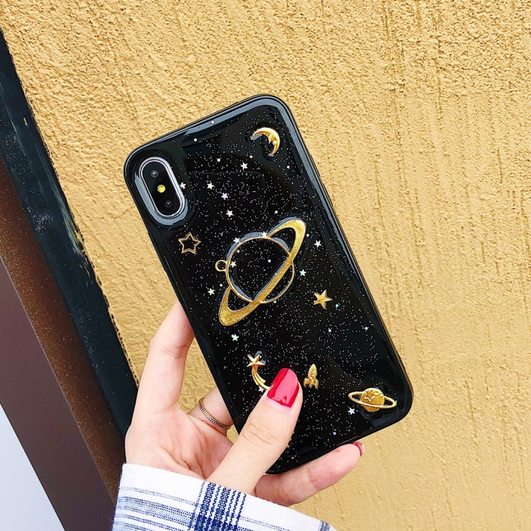 For iPhone XS Max Shockproof Epoxy Golden Universe Pattern Soft TPU Case