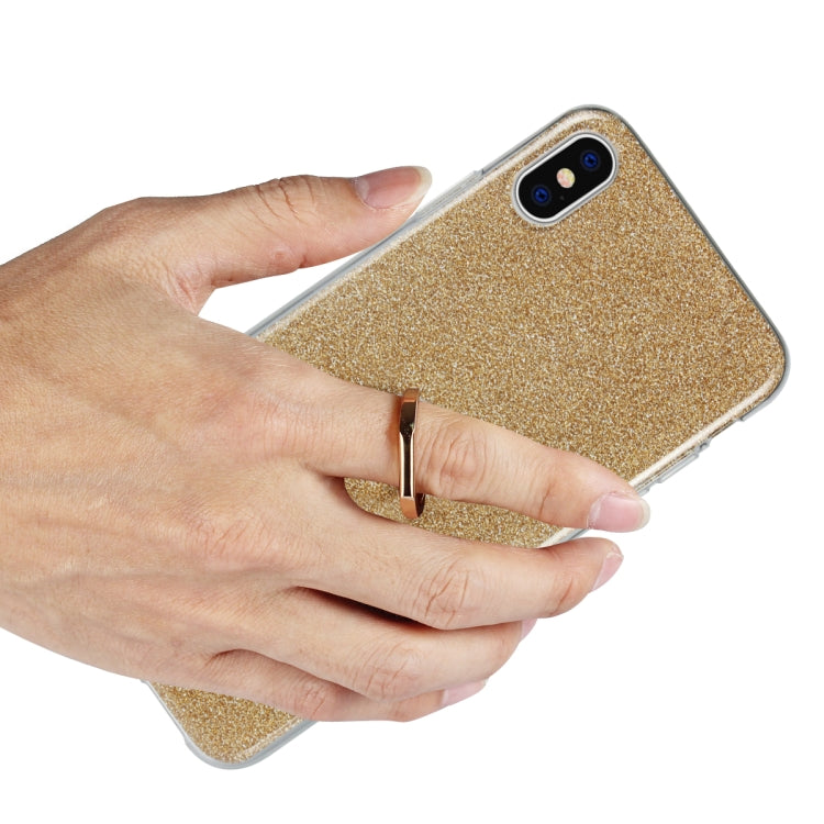For iPhone XS Max Glittery Powder Shockproof TPU Case with 360 Degree Rotation Ring Holder