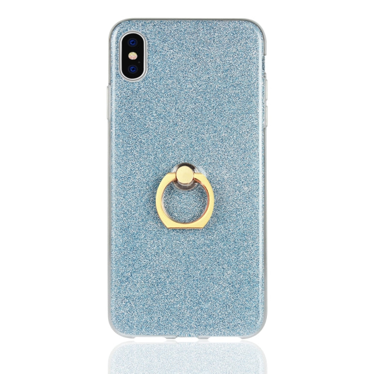 For iPhone XS Max Glittery Powder Shockproof TPU Case with 360 Degree Rotation Ring Holder