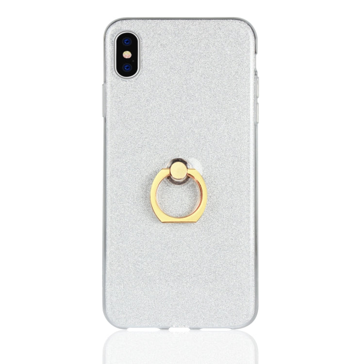 For iPhone XS Max Glittery Powder Shockproof TPU Case with 360 Degree Rotation Ring Holder