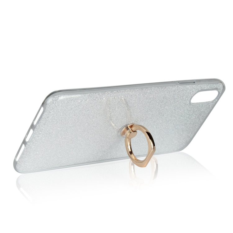 For iPhone XS Max Glittery Powder Shockproof TPU Case with 360 Degree Rotation Ring Holder