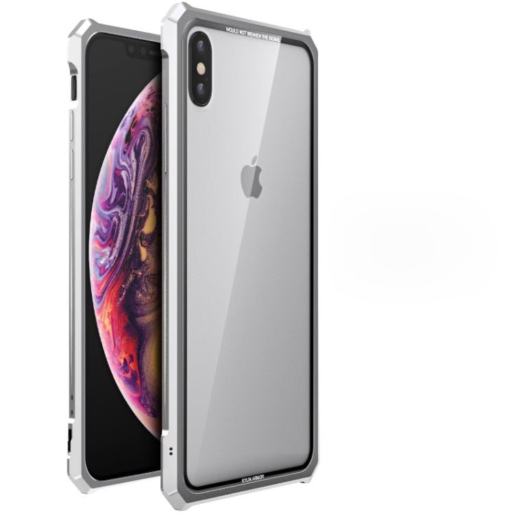 For iPhone XS Max Snap-on Aluminum Frame and Tempered Glass Back Plate Case