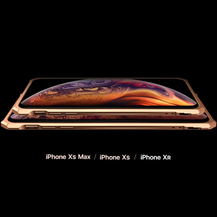 For iPhone XS Max Snap-on Aluminum Frame and Tempered Glass Back Plate Case