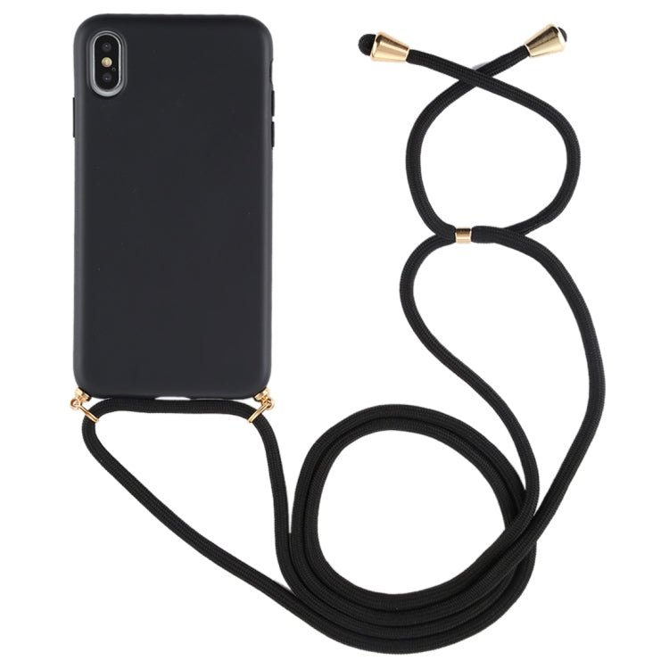 For iPhone XS Max TPU Anti-Fall Mobile Phone Case With Lanyard