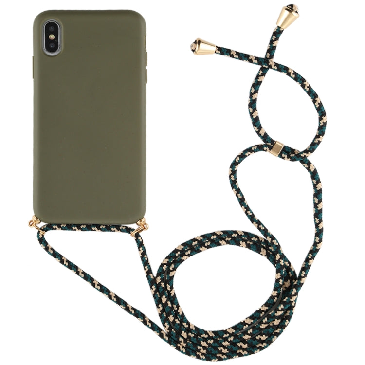 For iPhone XS Max TPU Anti-Fall Mobile Phone Case With Lanyard