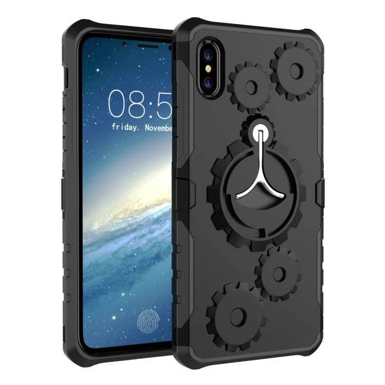 For iPhone XR Gears Pattern Case with Holder & Armlet