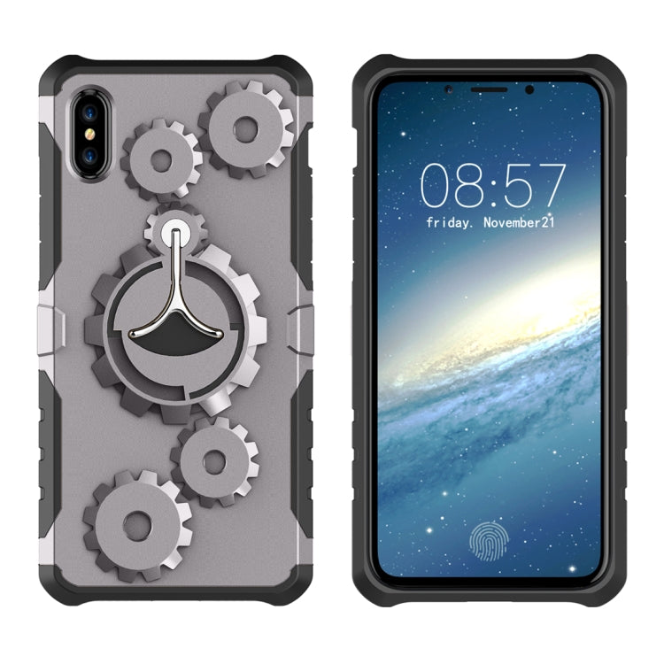 For iPhone XR Gears Pattern Case with Holder & Armlet