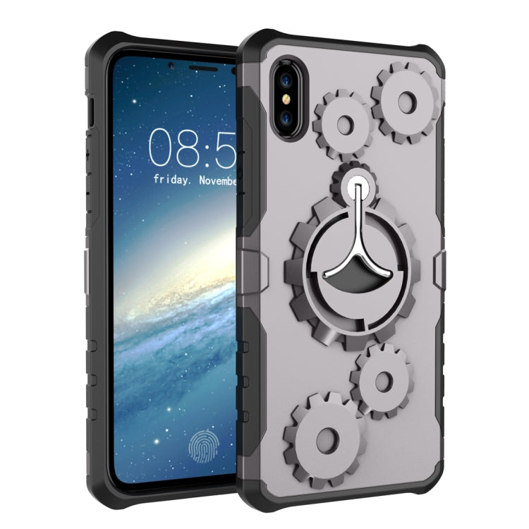For iPhone XR Gears Pattern Case with Holder & Armlet