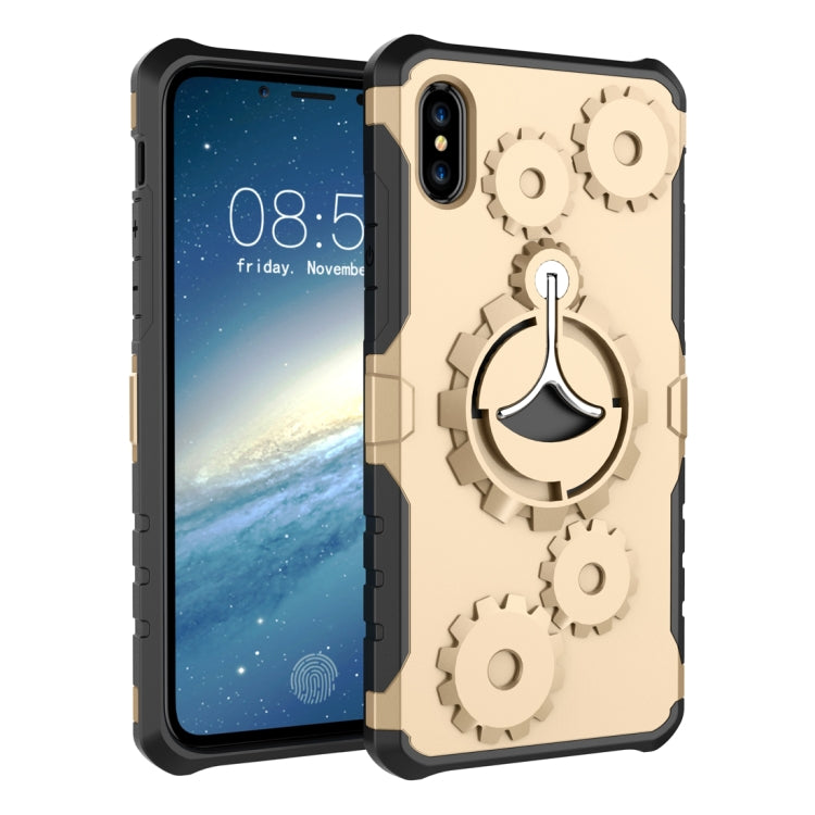 For iPhone XR Gears Pattern Case with Holder & Armlet
